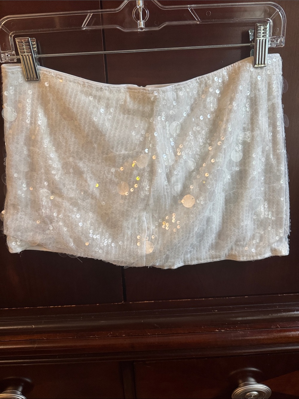 SHEIN White Sequin Mini Skirt